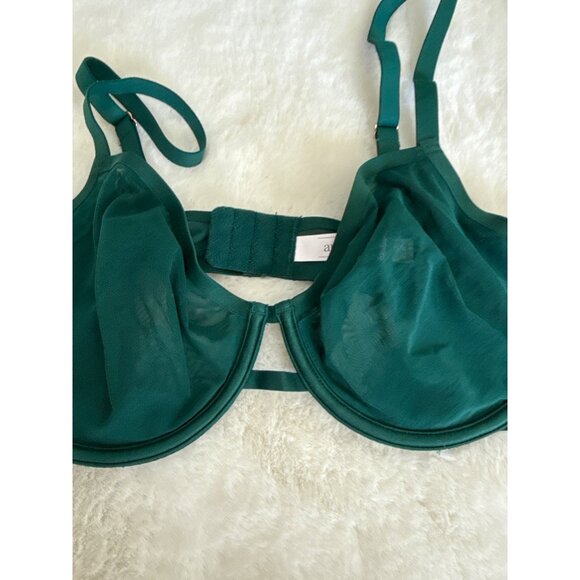 Auden Mesh size 40D Unlined Demi Bra Comfort Wire Deep Green NEW - Picture 5 of 5